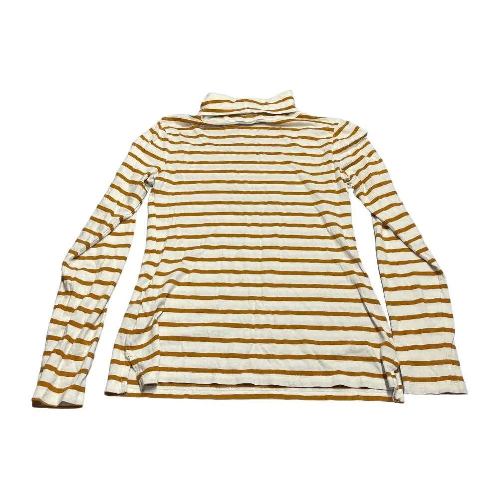 Old Navy Sweater Girls XS Beige Brown Striped Turtleneck Long Sleeve Pullover
